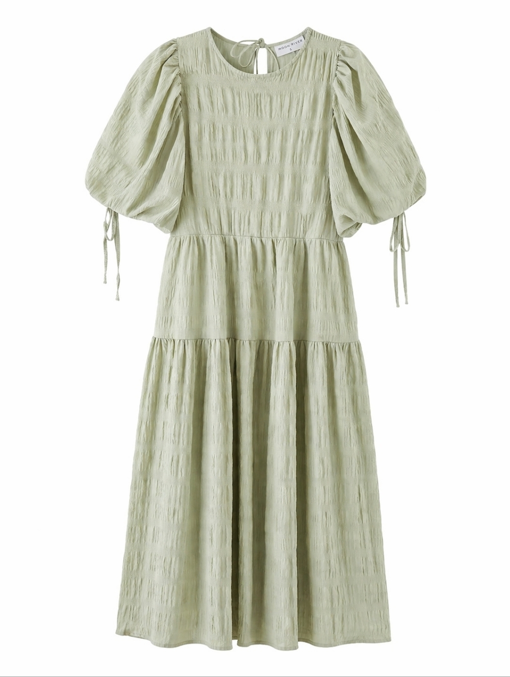 Moon River Sage Green Puff-Sleeve Maxi Dress
